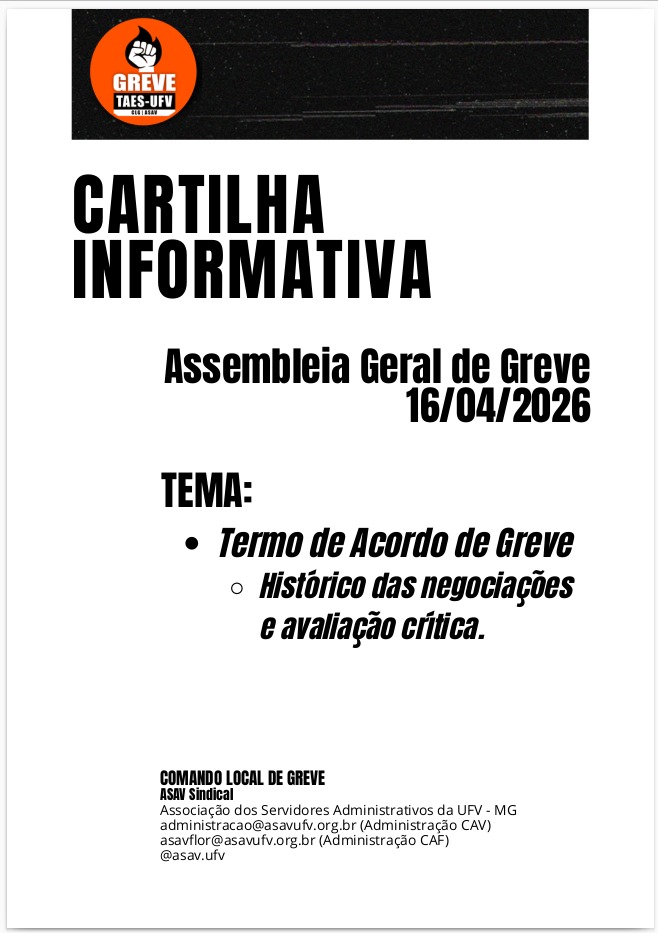 Capa da carilha informativa, com as informações da notícia.